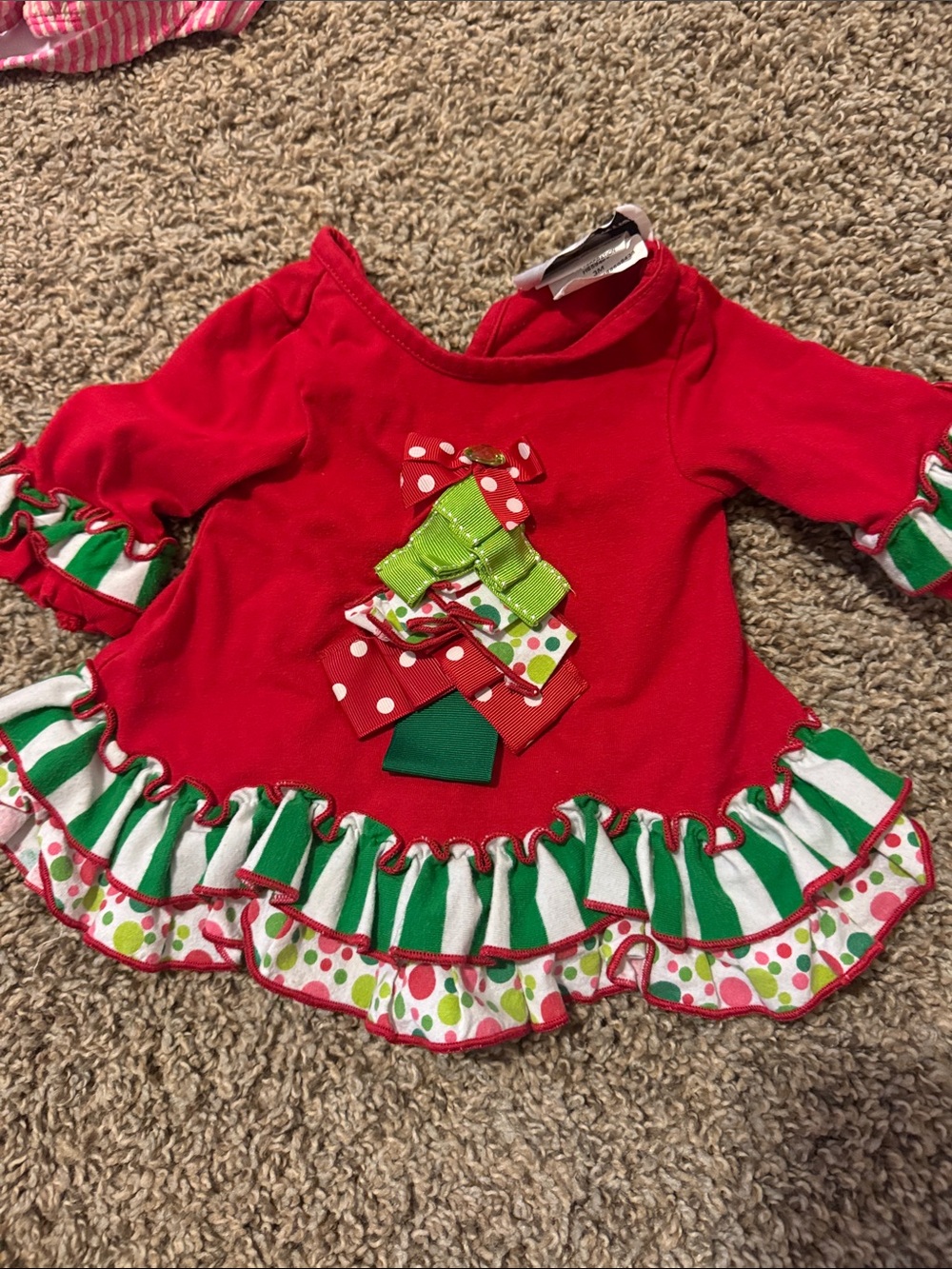 Rare Editions Red Infant Top with Neckline Trim